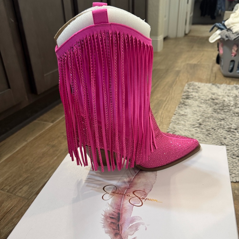 Jessica Simpson Fuchsia Fringe Boots